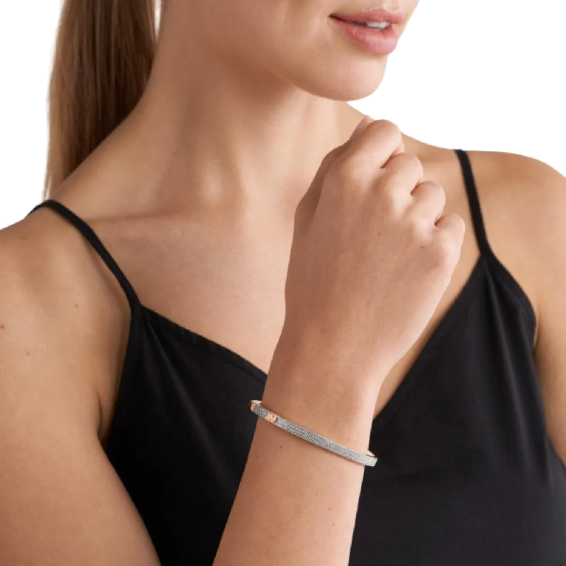 Bracelet jonc Michael Kors MKC1551AN791 en argent plaqué or rose avec zircons, pour femme vue 3