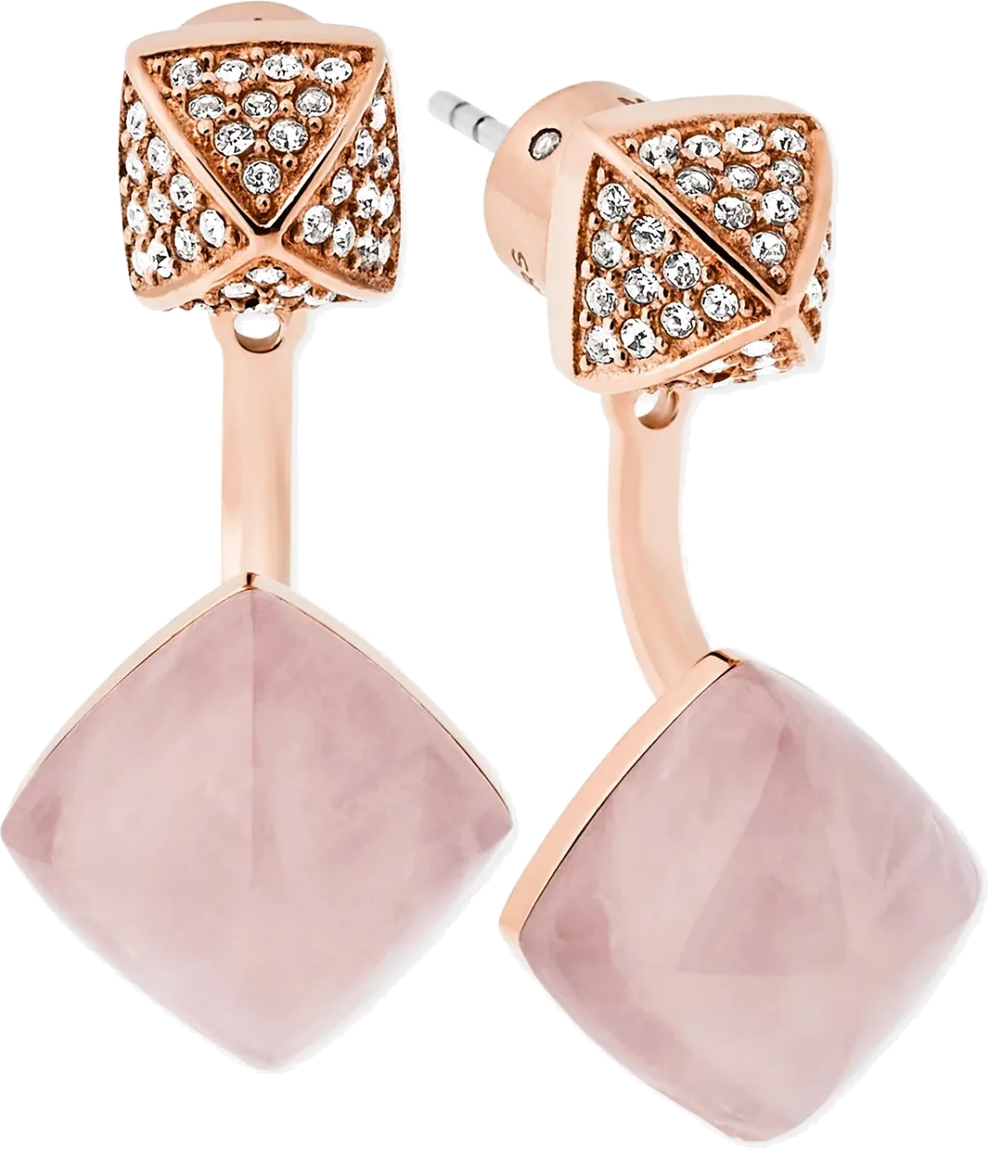 Boucles d'oreilles Michael Kors référence 109221 en acier rose à pierres pavées