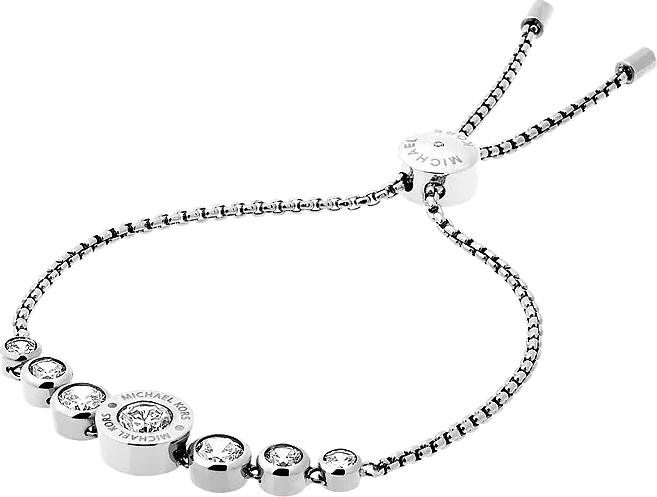 Bracelet Michael Kors en métal argenté à cristaux et fermoir coulissant - Réf. MKJ5335040