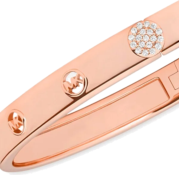 Bracelet rigide pour femme Michael Kors MKC1548AN700 en argent plaqué or rose avec logo MK vue 2