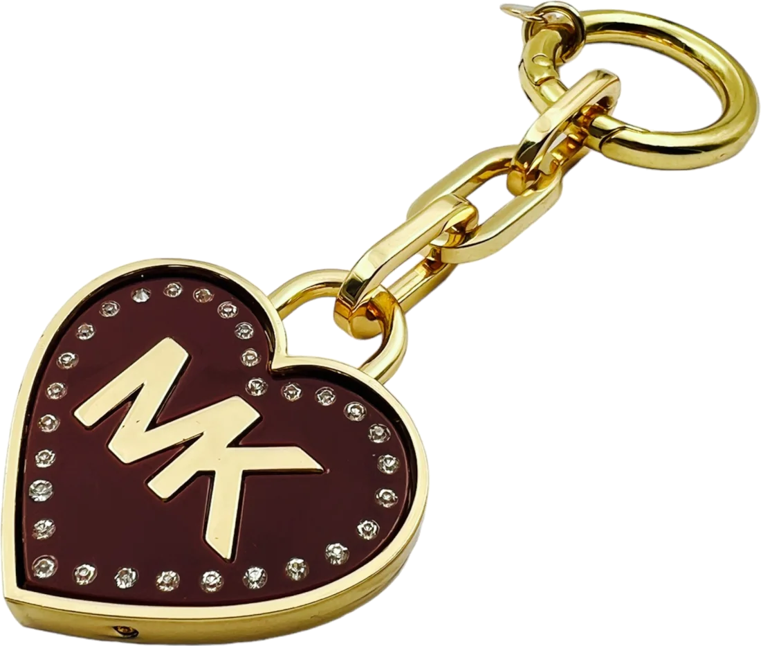 Porte-clés Michael Kors référence 109506 en or, cœur MK incrusté de cristaux