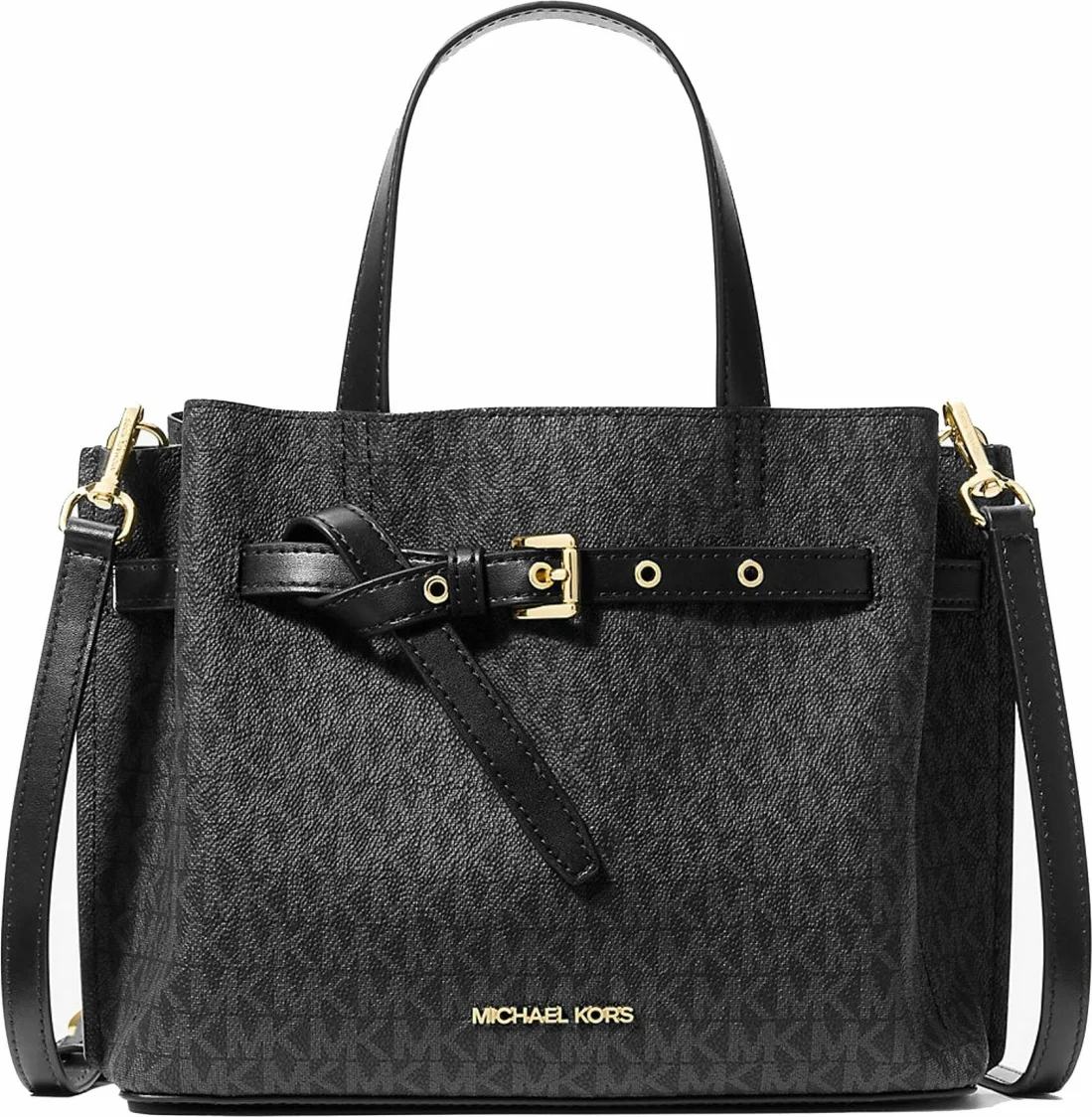 Sac à main Michael Kors Emilia en cuir monogramme noir MK - Réf. 35H0GU5S1B-001