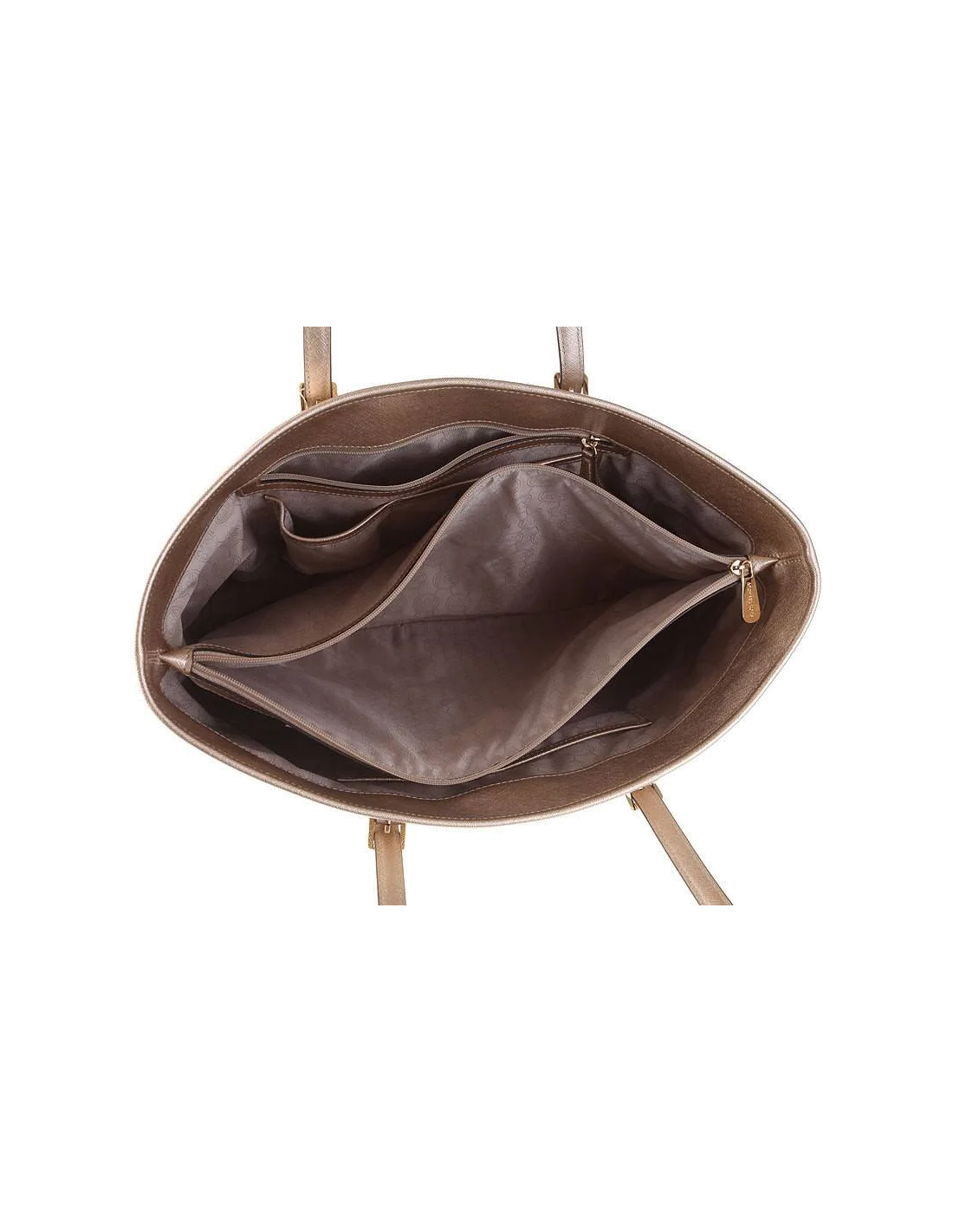 Sac à main Michael Kors Jet Set Travel Doré brillant cuir Saffano vue 3