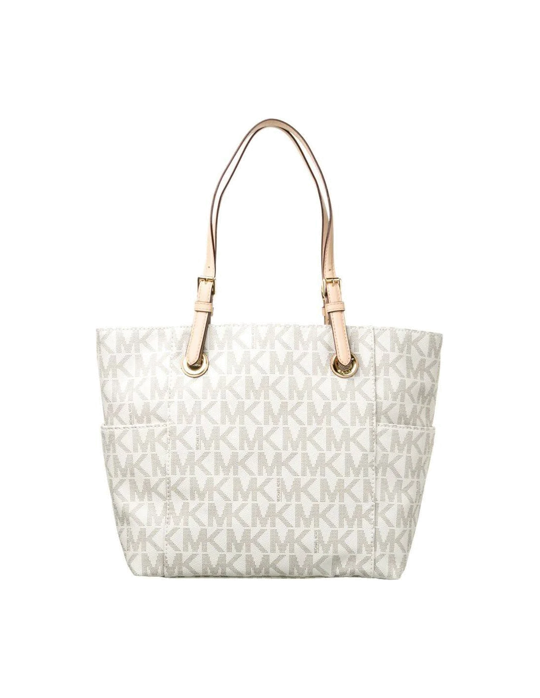 Sac à main Michael Kors Jet Set Item cuir Saffiano coloris crème vue 2