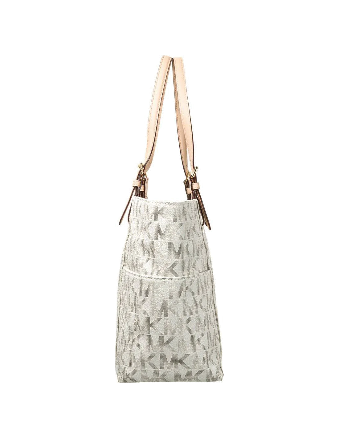 Sac à main Michael Kors Jet Set Item cuir Saffiano coloris crème vue 3