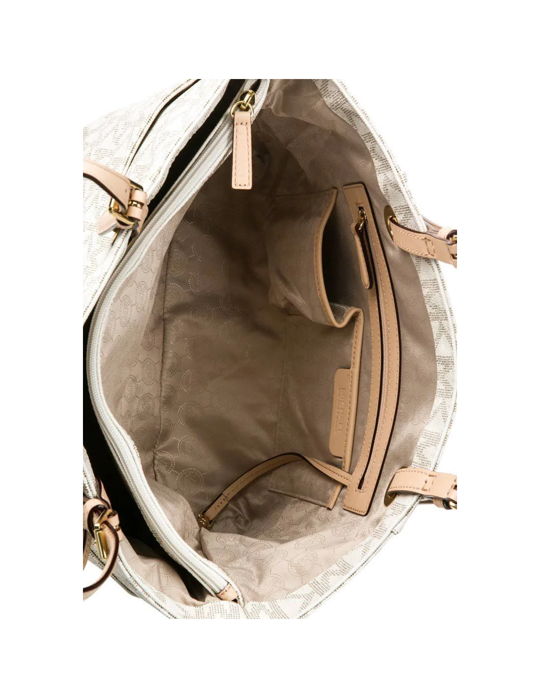 Sac à main Michael Kors Jet Set Item cuir Saffiano coloris crème vue 4