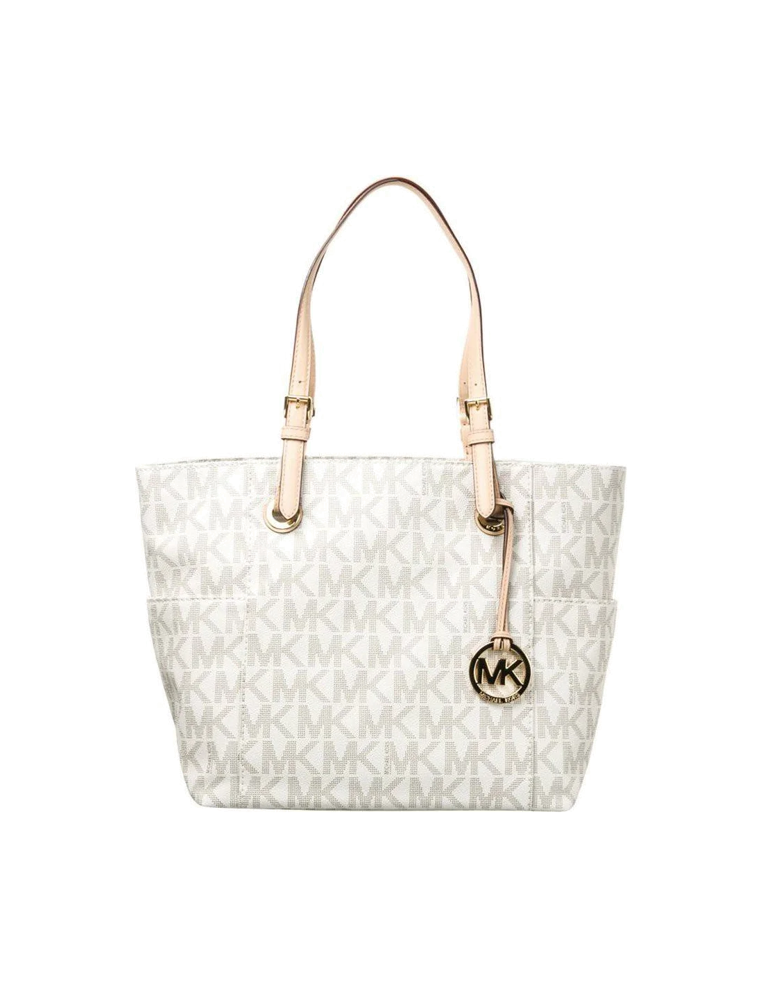 Sac à main Michael Kors Jet Set Item cuir Saffiano coloris crème