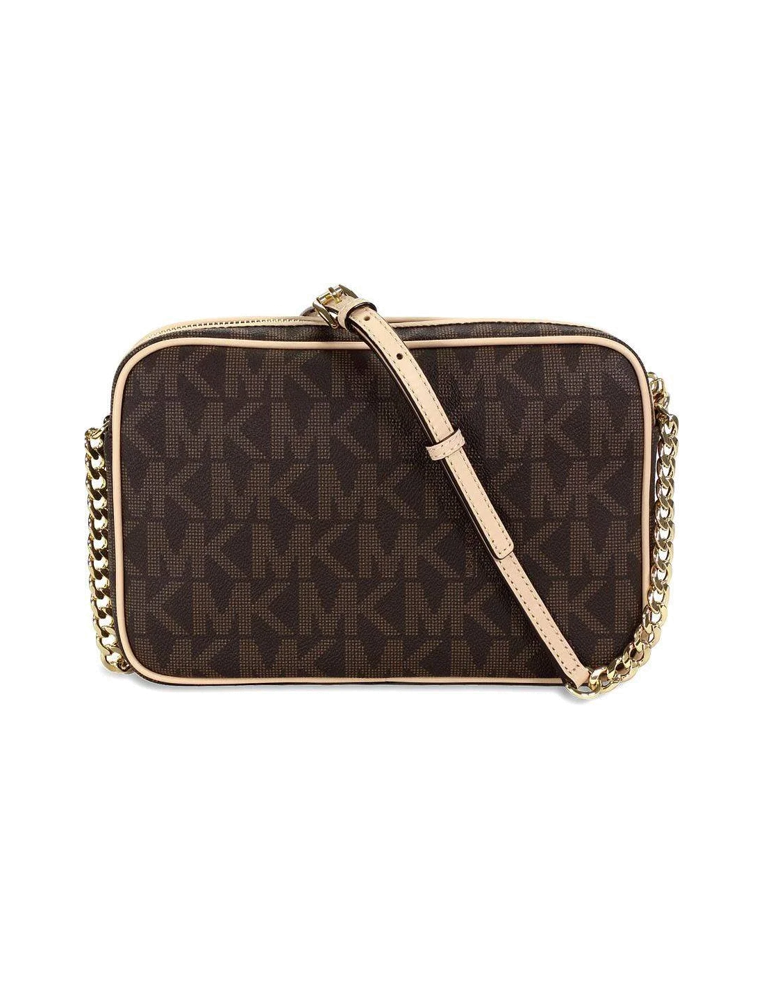 Sac bandoulière Michael Kors Jet Set imprimés MK brun vue 2