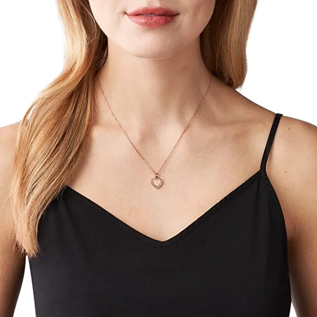 Collier Michael Kors MKJ3971791 coeur orné de brillants en acier or rose vue 2