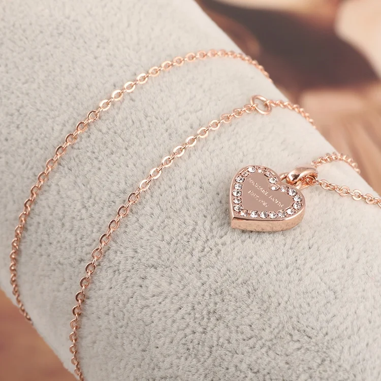 Collier Michael Kors MKJ3971791 coeur orné de brillants en acier or rose vue 5