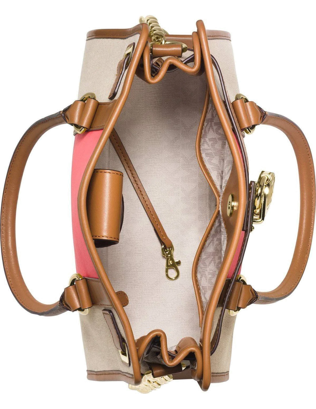 Sac à bandoulière Michael Kors Hamilton Cuir tissu marron vue 2