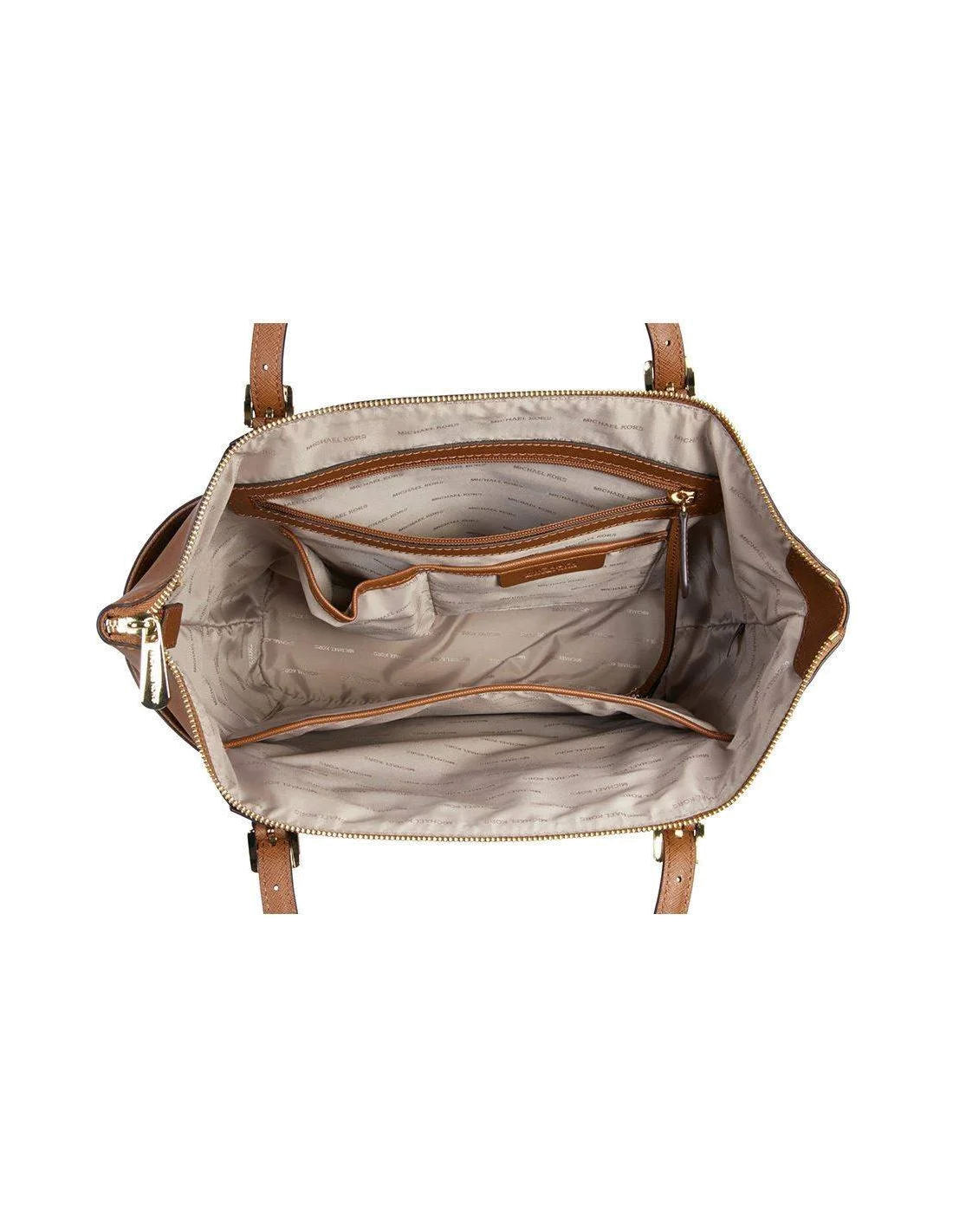 Sac cabas jet set travel Michael Kors cuir Saffiano brun vue 3