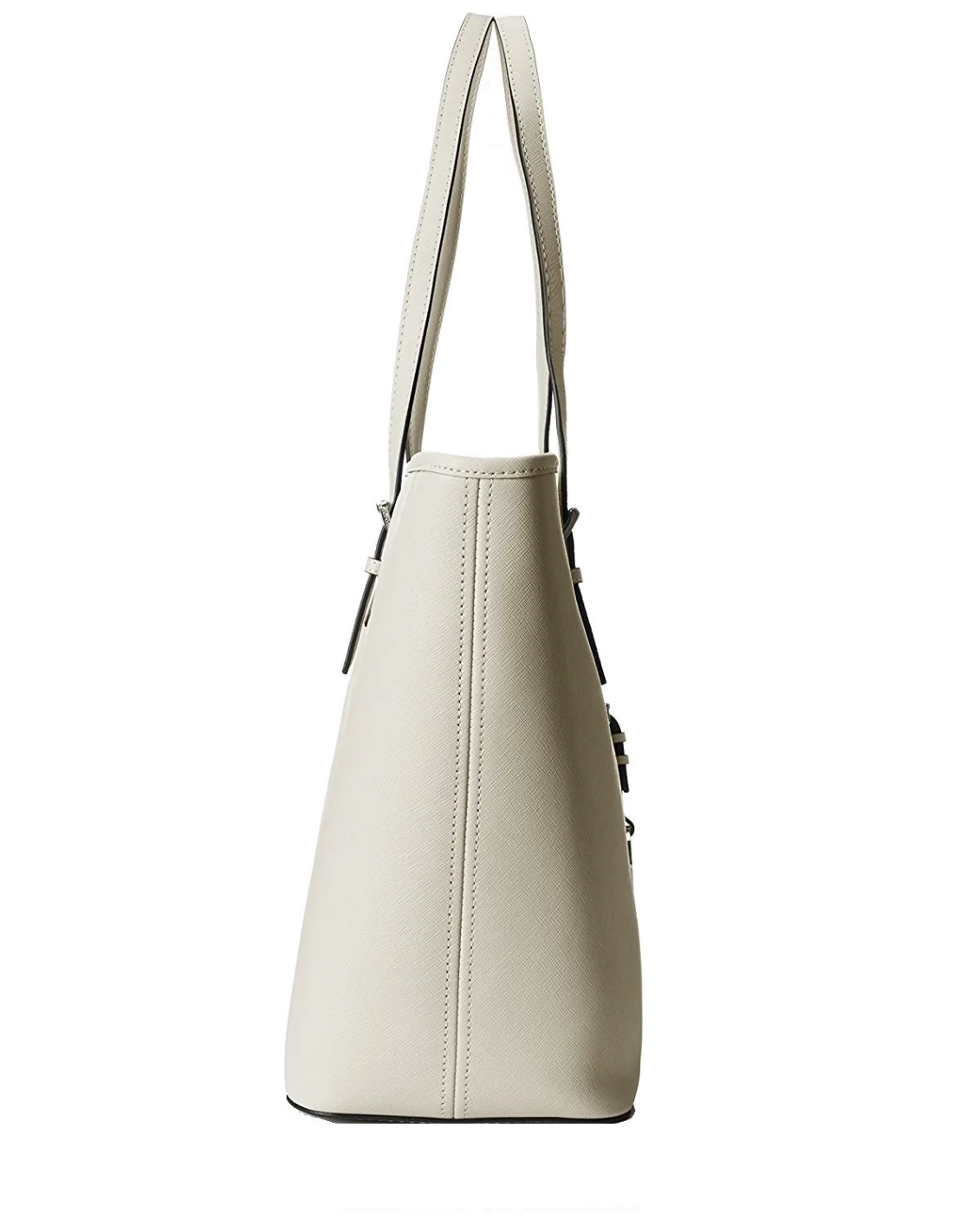 Sac à main Michael Kors Jet Set Travel cuir Saffiano blanc avec glissière supérieure vue 2