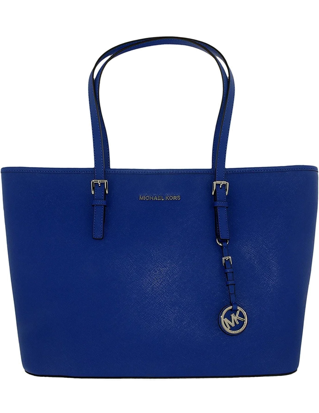 Sac à main Michael Kors Jet Set Travel cuir Saffiano bleu électrique avec glissière supérieure