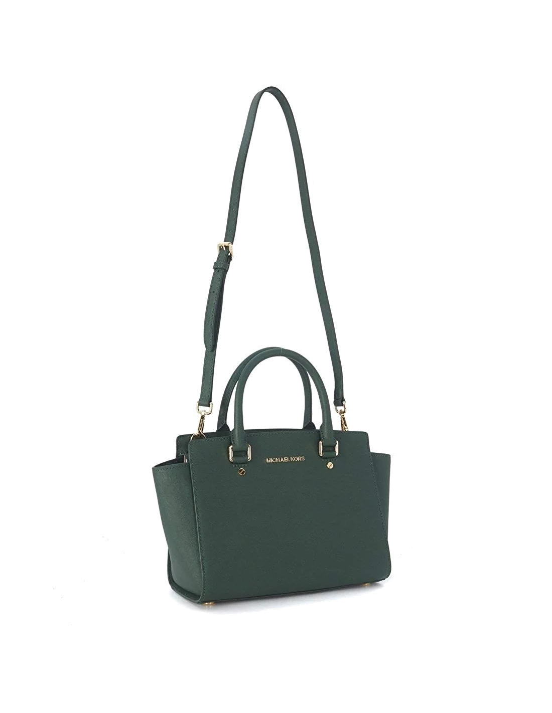 Sac à main Michael Kors Selma Sacoche cuir saffiano vert vue 3