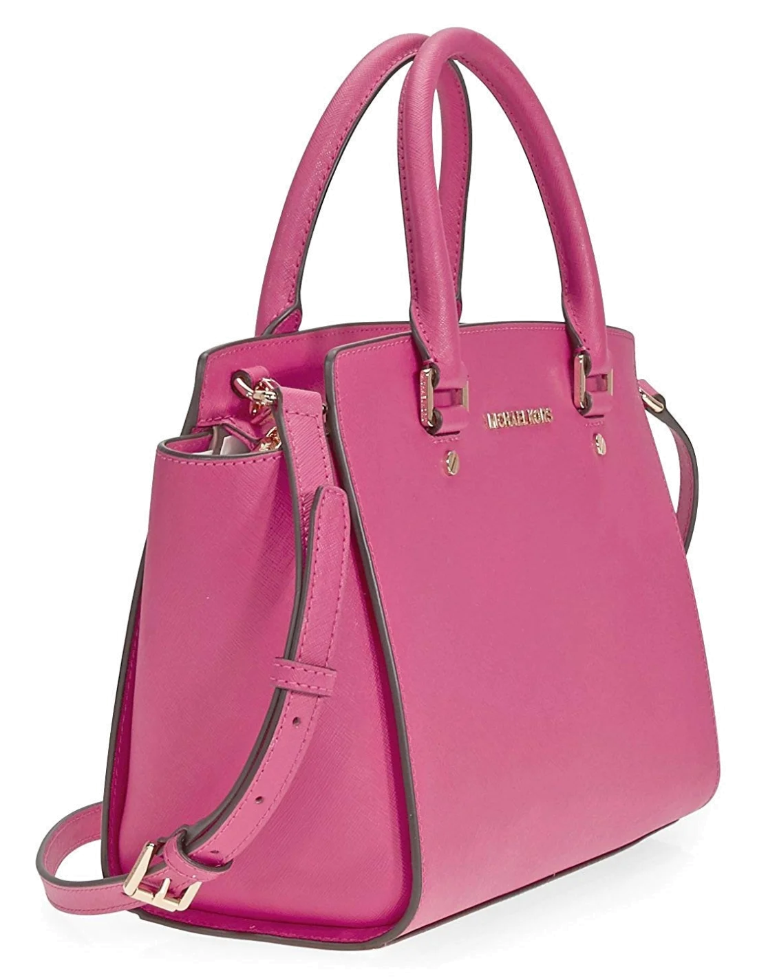 Sac à main Michael Kors Selma Sacoche cuir saffiano rose vue 2