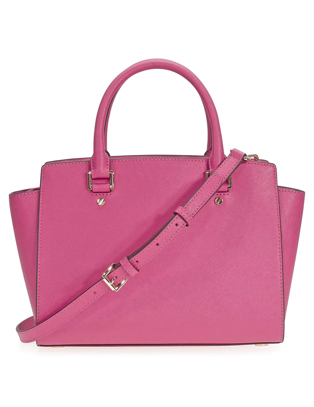 Sac à main Michael Kors Selma Sacoche cuir saffiano rose vue 3