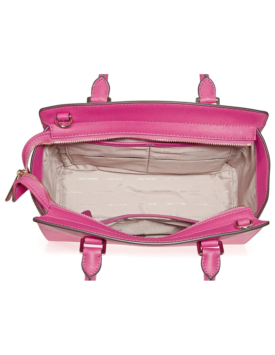 Sac à main Michael Kors Selma Sacoche cuir saffiano rose vue 4