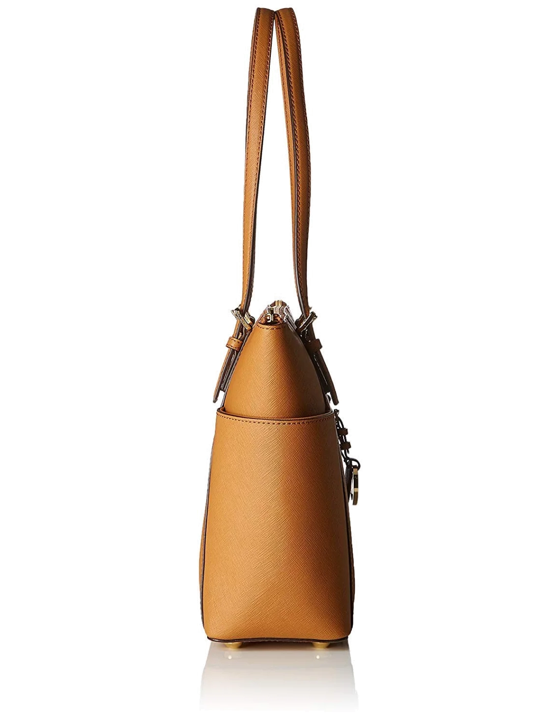 Sac à main Michael Kors Sac Jet Set en cuir Brun saffiano à glissière sur le dessus vue 3