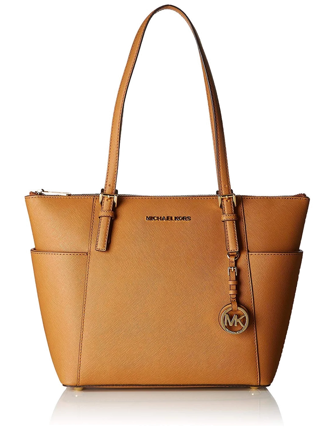 Sac à main Michael Kors Sac Jet Set en cuir Brun saffiano à glissière sur le dessus