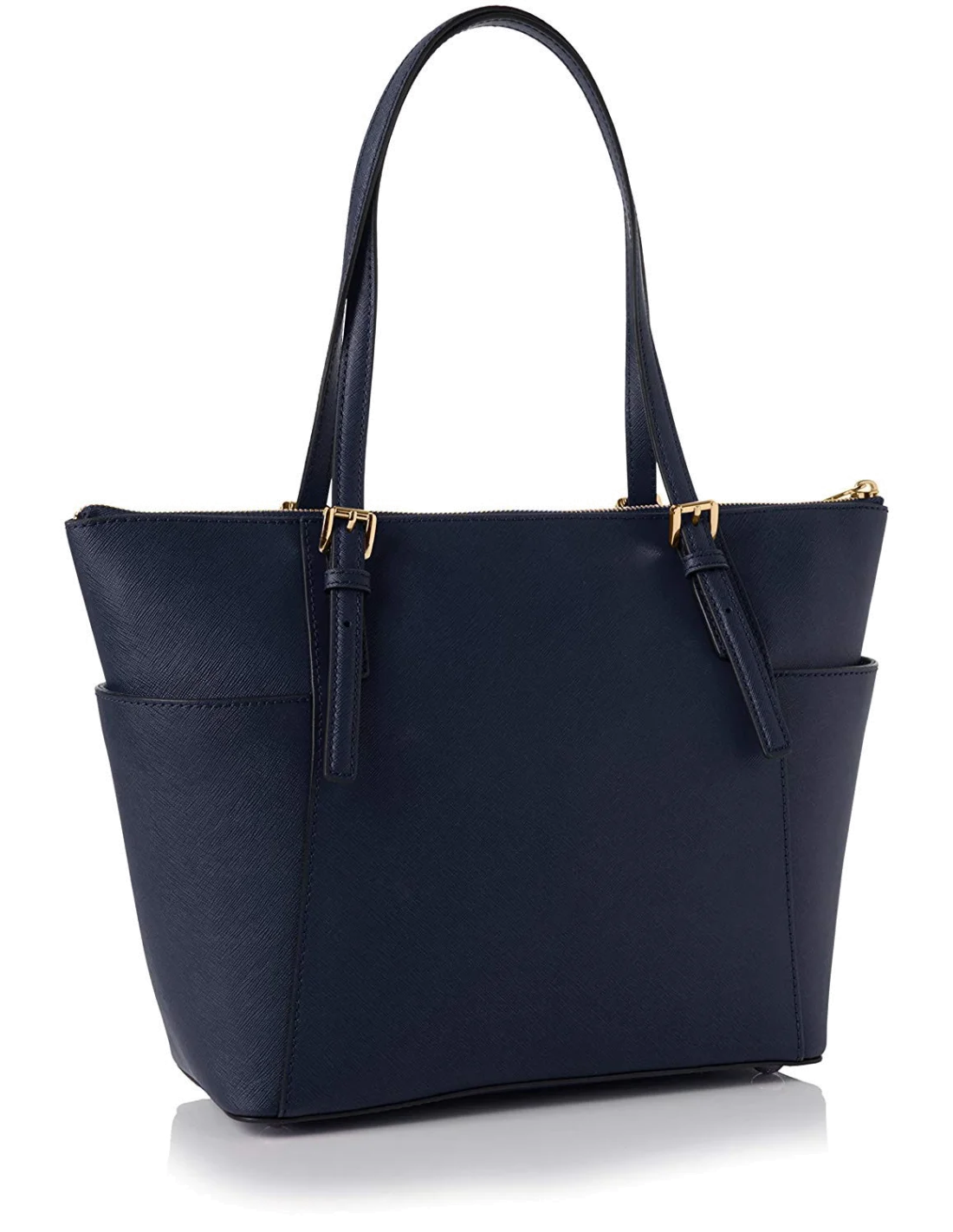 Sac à main Michael Kors Sac Jet Set en cuir saffiano bleu fermeture à glissière vue 2
