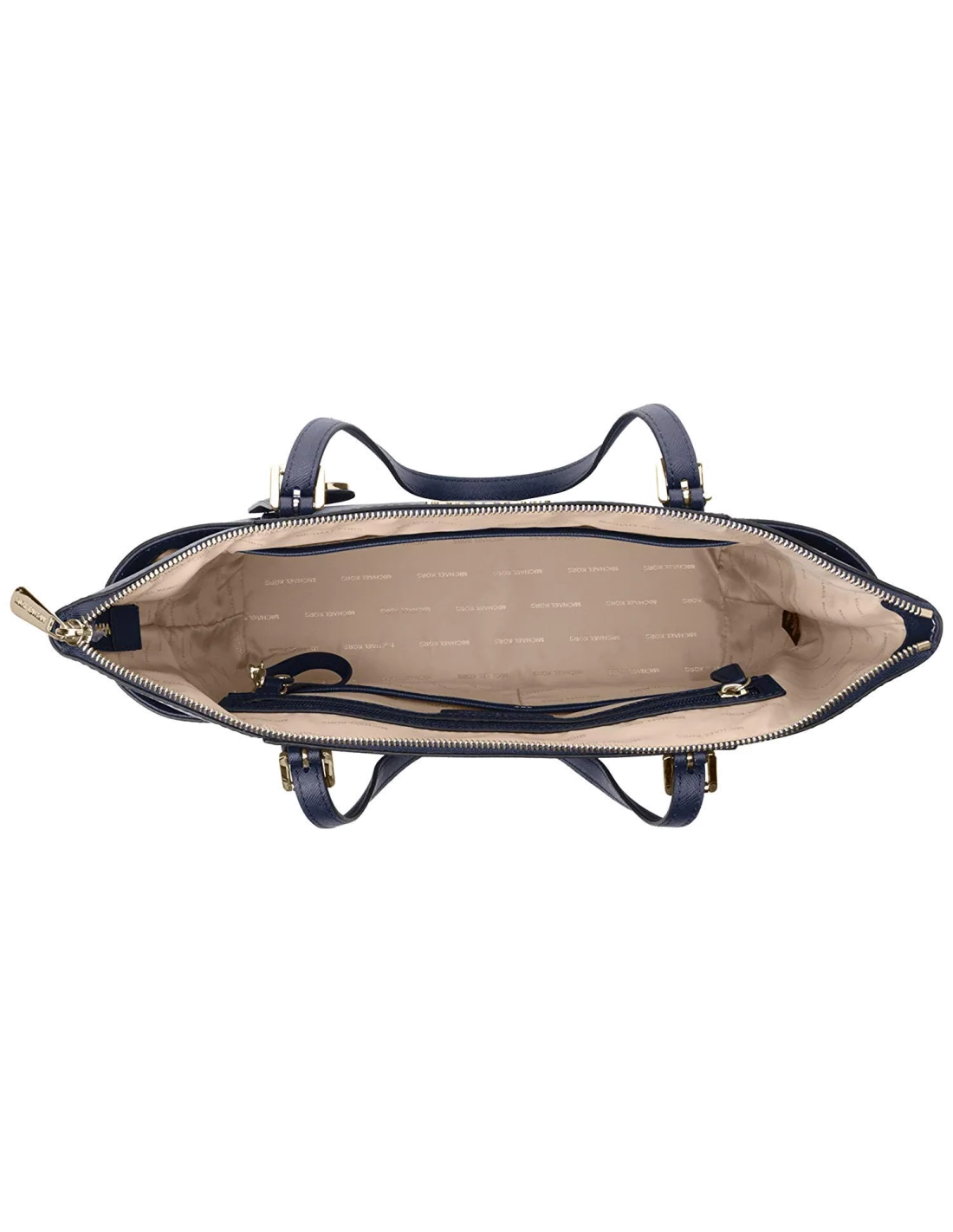 Sac à main Michael Kors Sac Jet Set en cuir saffiano bleu fermeture à glissière vue 4