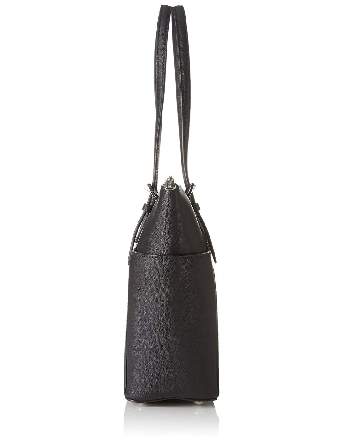 Sac à main Michael Kors Sac Jet Set en cuir saffiano noir à glissière sur le dessus vue 4