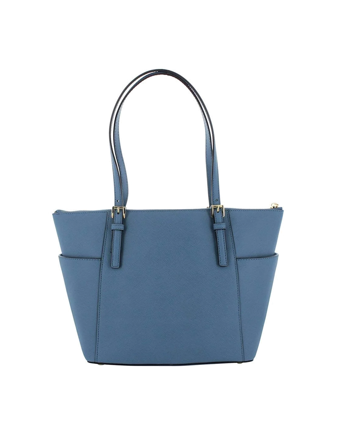 Sac à main Michael Kors Sac Jet Set en cuir Bleu saffiano à glissière sur le dessus vue 2