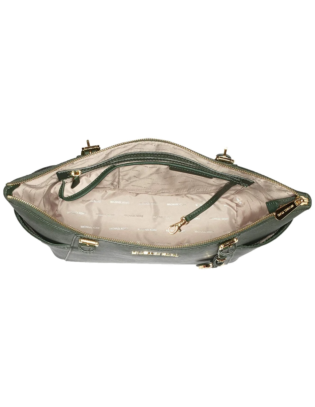 Sac à main Michael Kors  Jet Set en cuir vert à glissière sur le dessus  vue 4