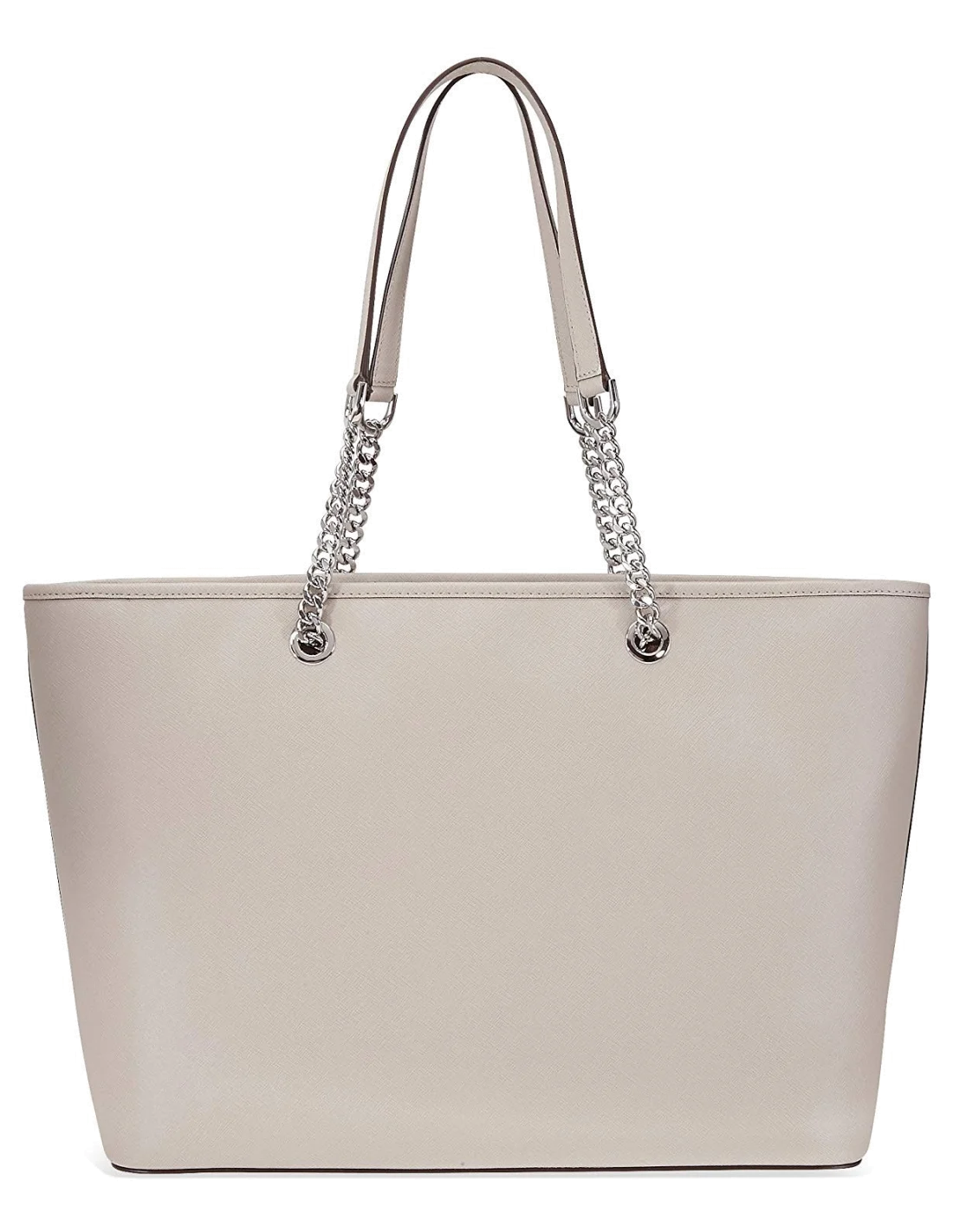 Sac à main Michael Kors Jet Set en cuir gris clair Saffiano à glissière sur le dessus vue 3