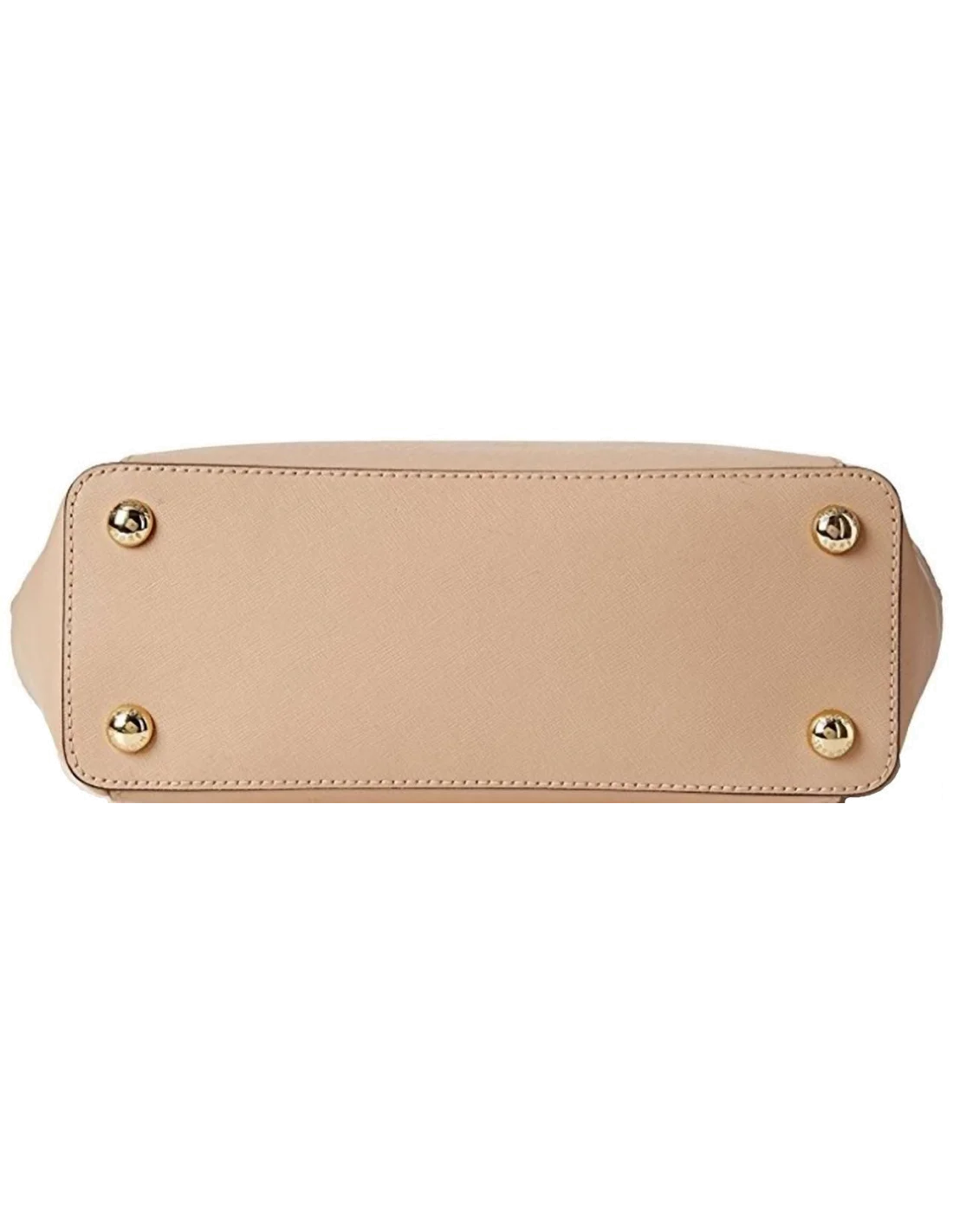 Sac à main Michael Kors Jet Set en cuir beige Saffiano à glissière sur le dessus vue 3