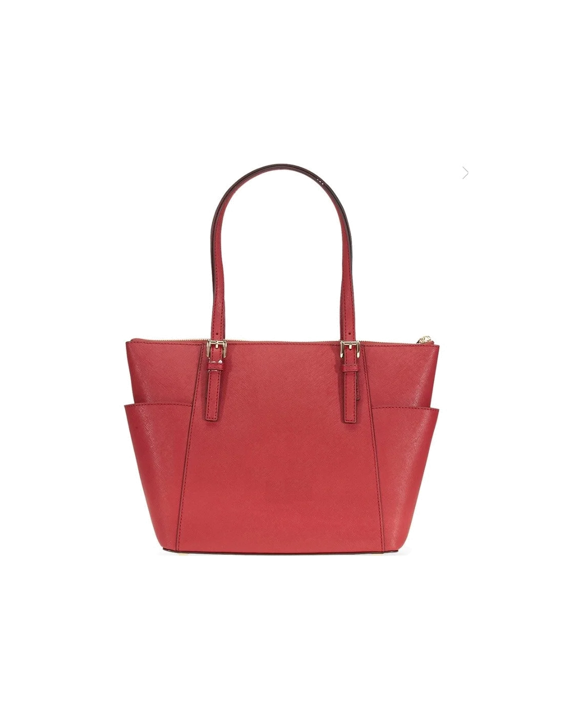 Sac à main Michael Kors Jet Set en cuir rouge Saffiano à glissière sur le dessus vue 2