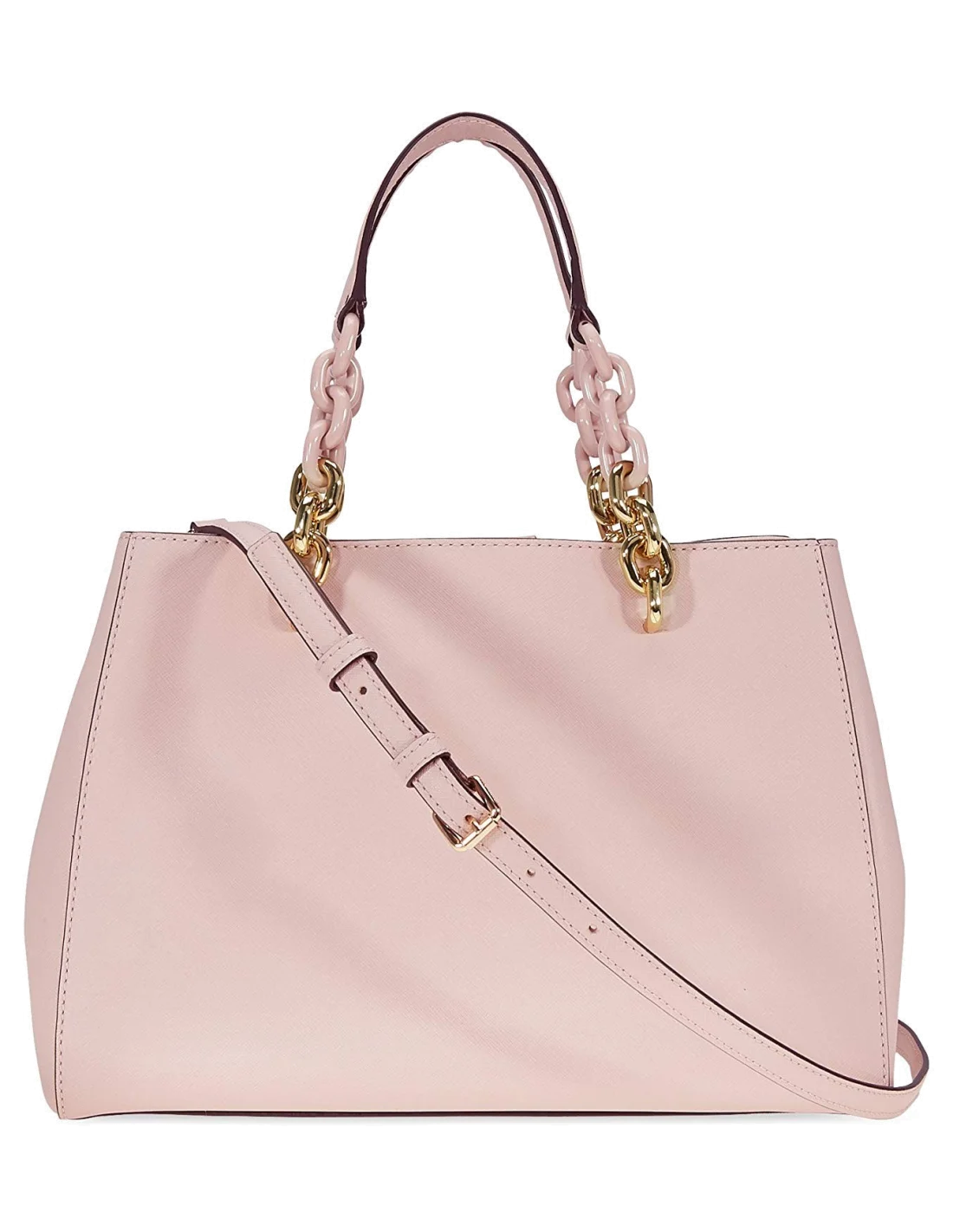 Sac à main Michael Kors Cynthia en cuir rose clair Saffiano vue 3