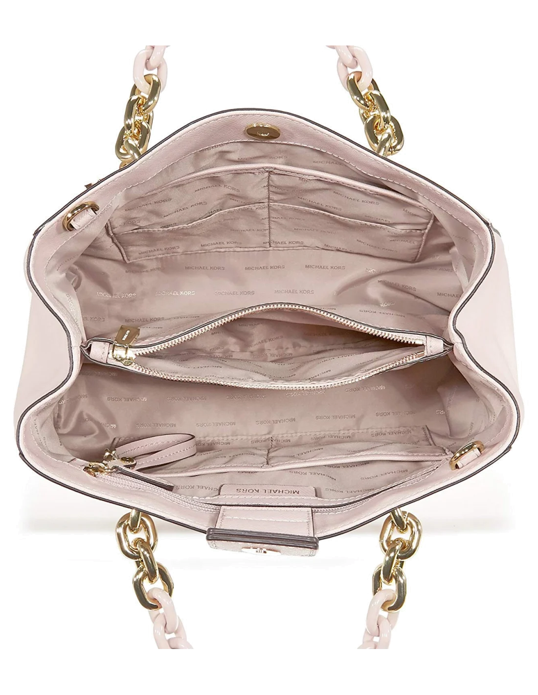 Sac à main Michael Kors Cynthia en cuir rose clair Saffiano vue 4