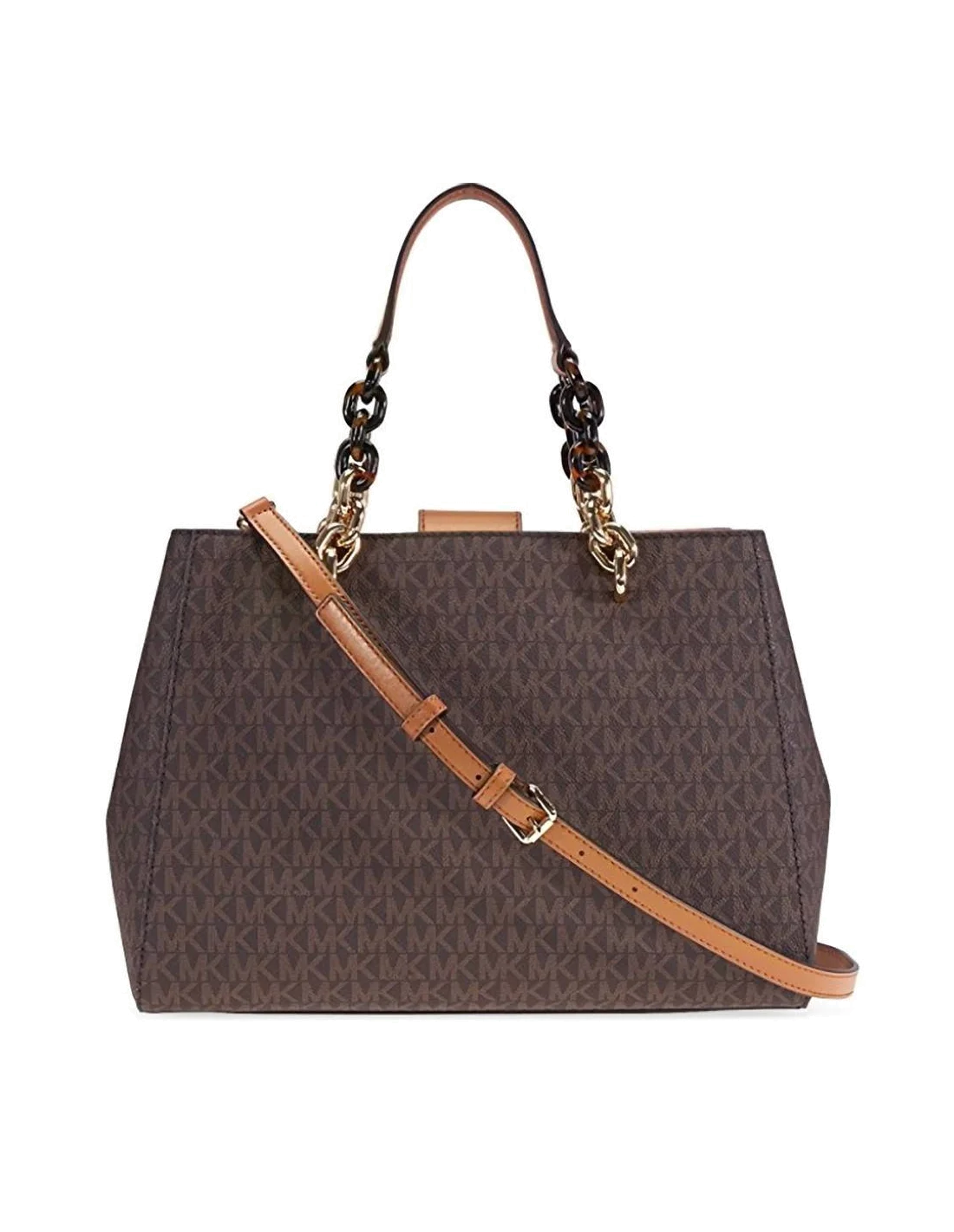 Sac à main Michael Kors Cynthia avec logo en cuir brun vue 3