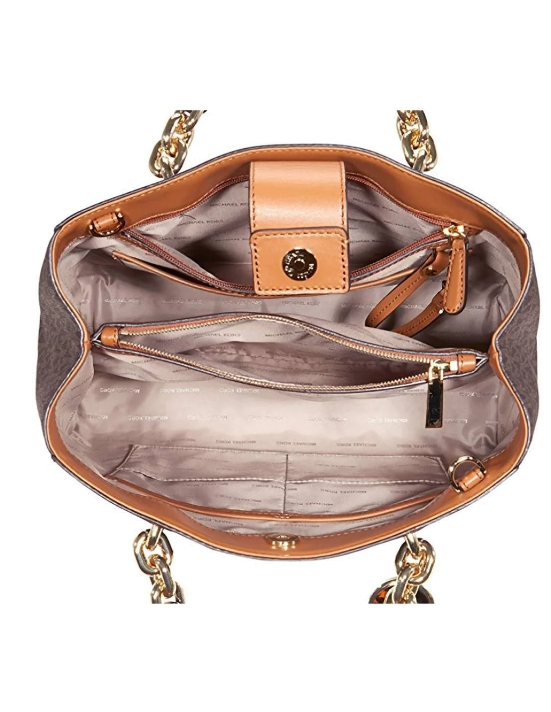 Sac à main Michael Kors Cynthia avec logo en cuir brun vue 4