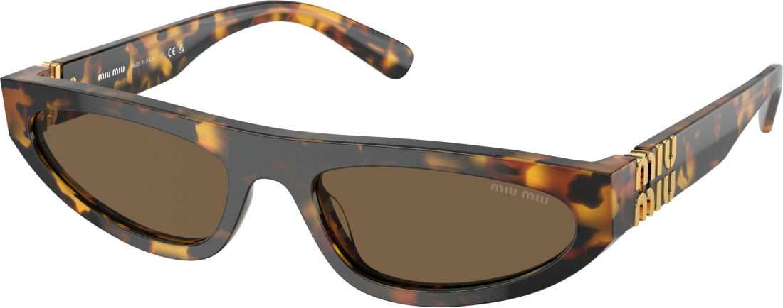 Lunettes de Soleil Miu Miu MU 07ZS en acétate - Havana vue 3