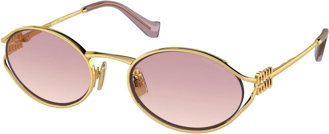 Lunettes de soleil Miu Miu Logo MU 52YS en métal - Rose vue 2