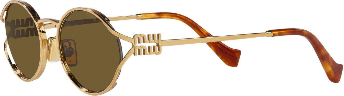 Lunettes de soleil Miu Miu Logo MU 52YS en métal - Or vue 2
