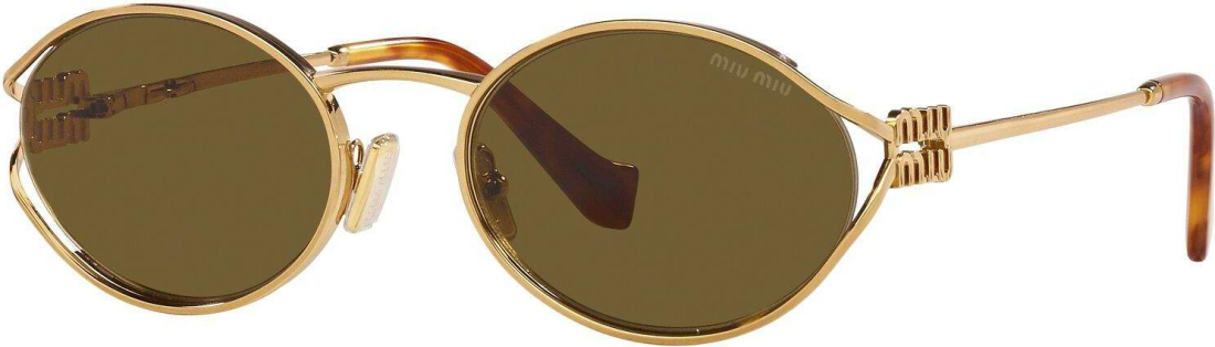 Lunettes de soleil Miu Miu Logo MU 52YS en métal - Or vue 3