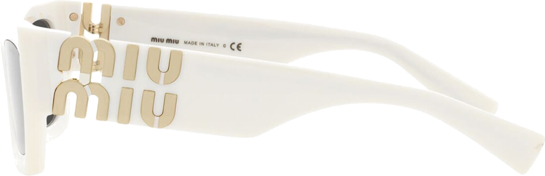 Lunettes de soleil Miu Miu Glimpse MU 09W rectangulaires en acétate - Blanc vue 3