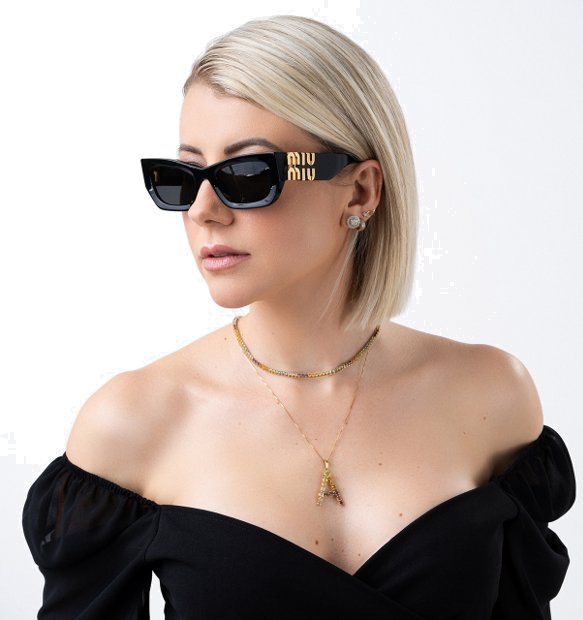 Lunettes de soleil Miu Miu Glimpse MU 09W rectangulaires en acétate - Noir vue 3