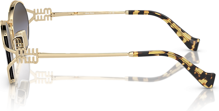 Lunettes de soleil Miu Miu Logo MU 52YS en métal - Gris vue 2