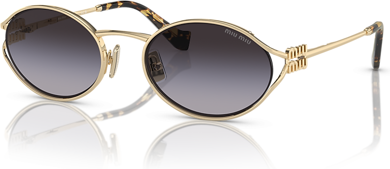Lunettes de soleil Miu Miu Logo MU 52YS en métal - Gris vue 3