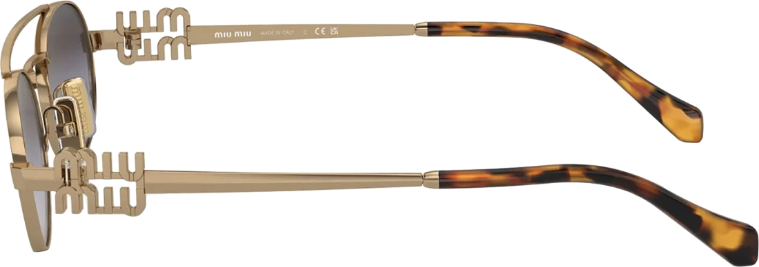 Lunettes de soleil Miu Miu MU54ZS 7EO5D1 monture métal doré or - Ecaille vue 2