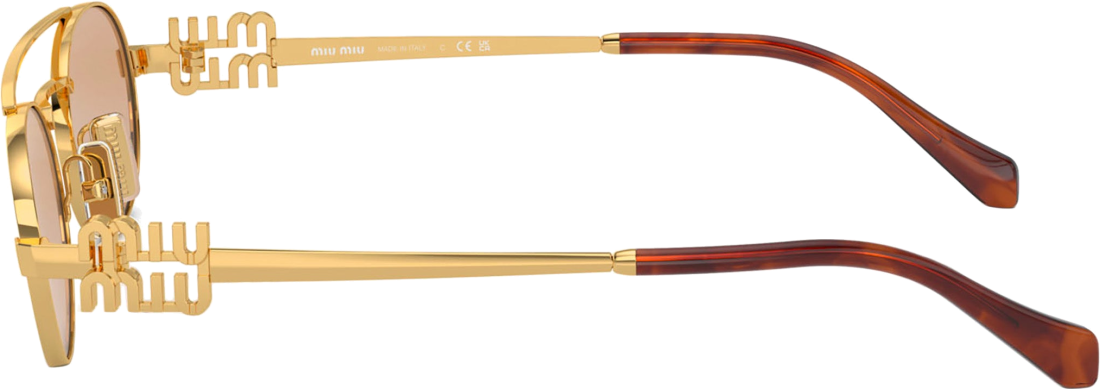 Lunettes de soleil Miu Miu MU54ZS ZVN50D - Monture métal doré, verres roses, unisexe vue 2
