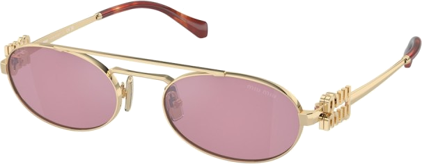 Lunettes de soleil Miu Miu MU54ZS ZVN50D - Monture métal doré, verres roses, unisexe vue 3