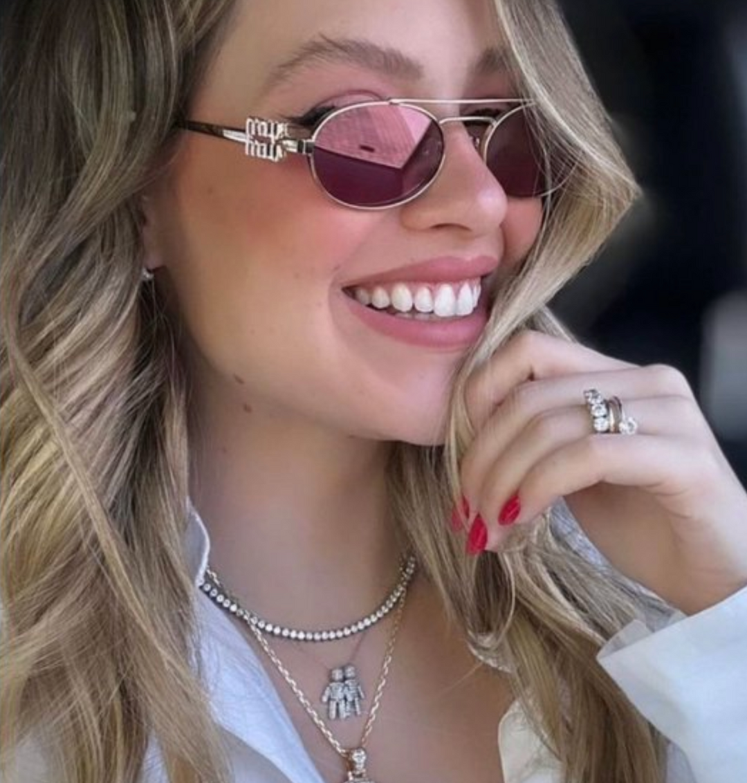 Lunettes de soleil Miu Miu MU54ZS ZVN50D - Monture métal doré, verres roses, unisexe vue 4