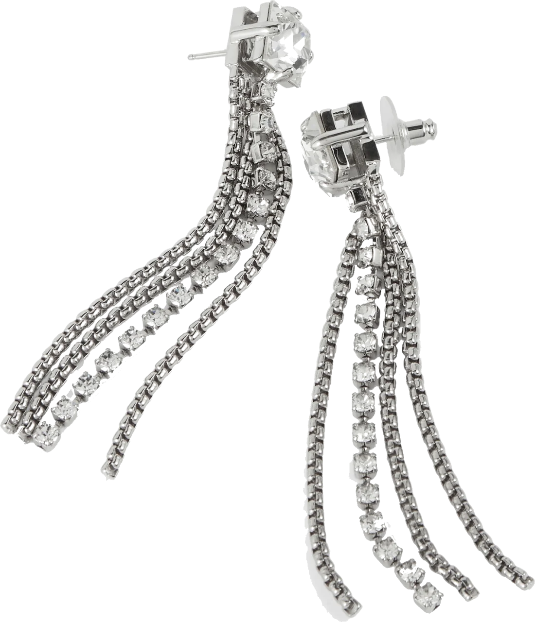 Boucles d'oreilles Miu Miu P00710911 en acier argenté à franges de strass pour femme vue 2
