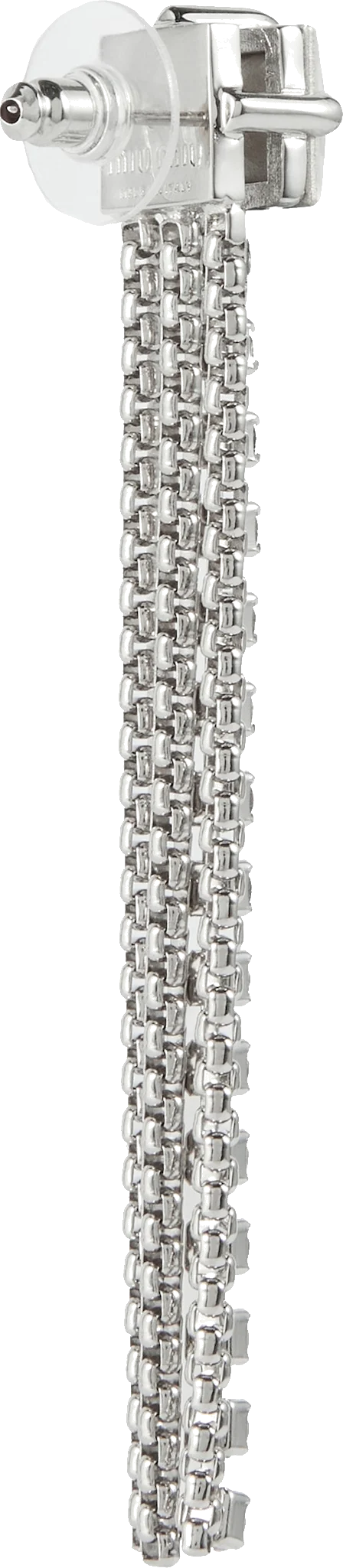 Boucles d'oreilles Miu Miu P00710911 en acier argenté à franges de strass pour femme vue 3